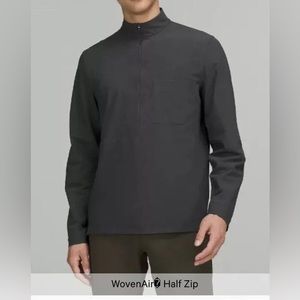 NWT Men’s Lululemon WovenAir Half Zip Pullover Dark Grey Size L